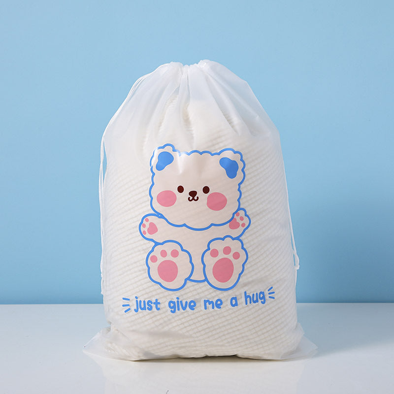 Plastic packaging bag clothing shoes frosted drawstring pocket film pe transparent cartoon clothes travel storage bag - image 2