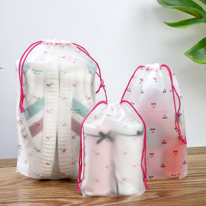 Plastic packaging bag clothing shoes frosted drawstring pocket film pe transparent cartoon clothes travel storage bag - image 3