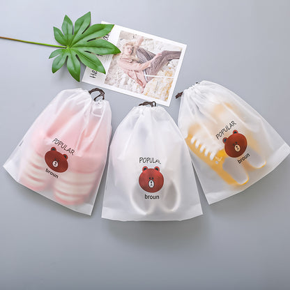 Plastic packaging bag clothing shoes frosted drawstring pocket film pe transparent cartoon clothes travel storage bag - image 4