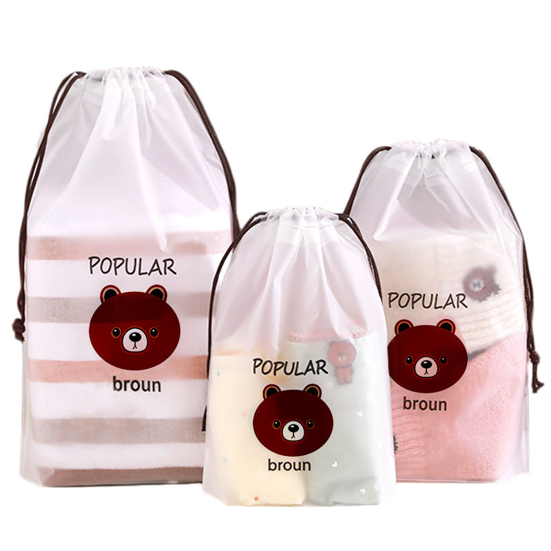 Plastic packaging bag clothing shoes frosted drawstring pocket film pe transparent cartoon clothes travel storage bag - image 5