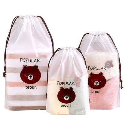Plastic packaging bag clothing shoes frosted drawstring pocket film pe transparent cartoon clothes travel storage bag - image 5