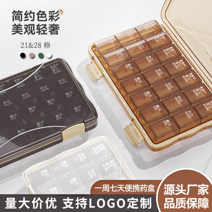 Medicine Box for Seven Days a Week, Travel Transparent Medicine Box, Portable Medicine Box, Medicine Dispensing Box, Medicine Storage Box, Cross-Border Medicine - image 1
