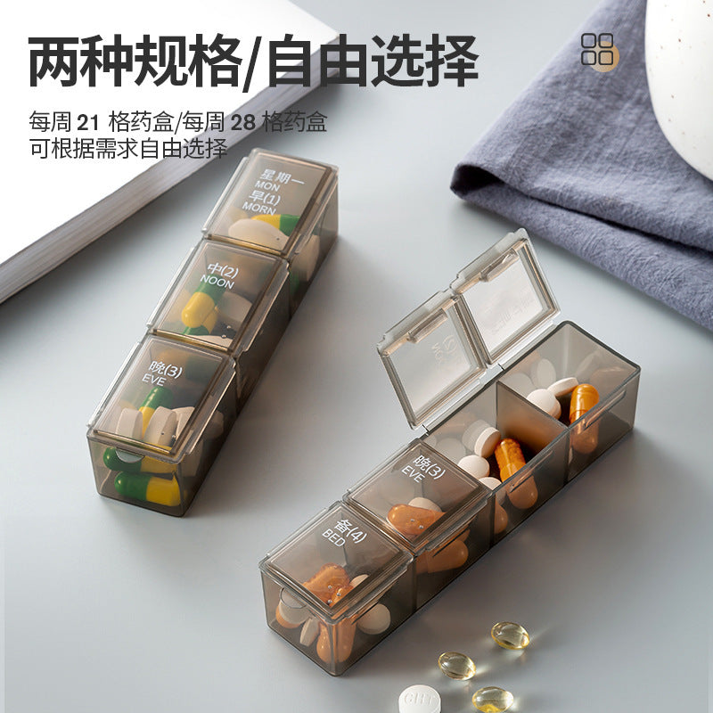 Medicine box early afternoon and late packing large capacity 7 days small size medicine dispenser portable one week medicine box tablet packing box - image 4
