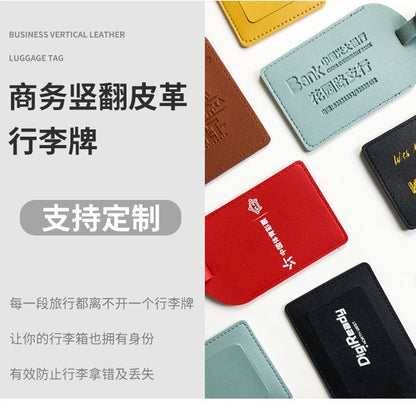 Spot wholesale multi-color pu imitation leather boarding pass card set LOGO with lanyard strap card paper luggage tag - image 2