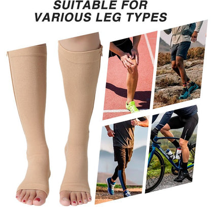 Factory Ready-Made Zipper Mid-Calf Pressure Socks Open-Toe Toe Pressure Shaping Sports Travel Waterproof Swelling Compression Socks - image 3