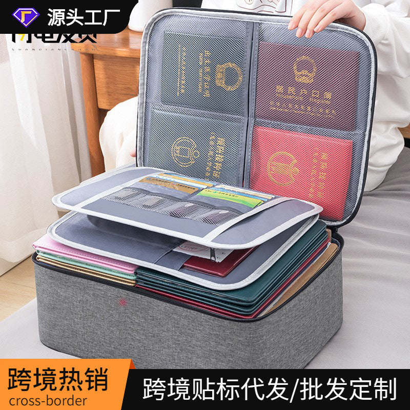 Home Certificate Storage Bag Large Capacity Home Certificate Passport Card Bag Waterproof Folder File Organize Storage Bag - image 1