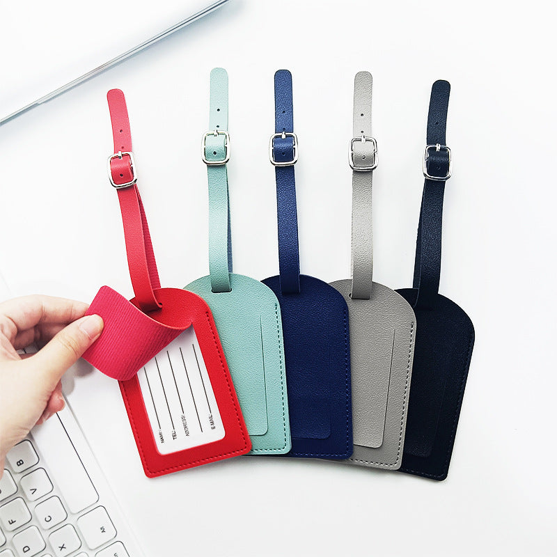 in stock wholesale 11 color horizontal and vertical two kinds of flip cover thickened leather with printing signature paper pu luggage tag - image 3