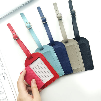 in stock wholesale 11 color horizontal and vertical two kinds of flip cover thickened leather with printing signature paper pu luggage tag - image 4