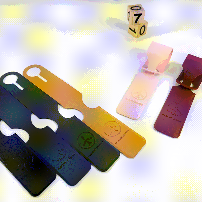 Cross-border in stock 6-color optional fixed enterprise LOGO with printed paper card pu leather long hanging luggage tag - image 1