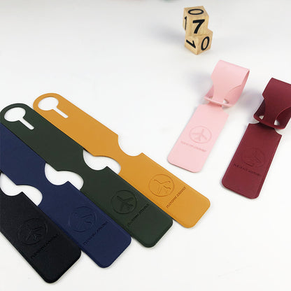 Cross-border in stock 6-color optional fixed enterprise LOGO with printed paper card pu leather long hanging luggage tag - image 2