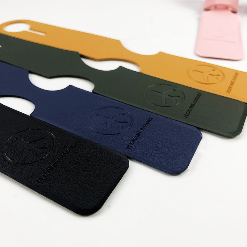 Cross-border in stock 6-color optional fixed enterprise LOGO with printed paper card pu leather long hanging luggage tag - image 3