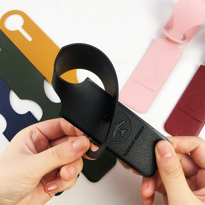 Cross-border in stock 6-color optional fixed enterprise LOGO with printed paper card pu leather long hanging luggage tag - image 4