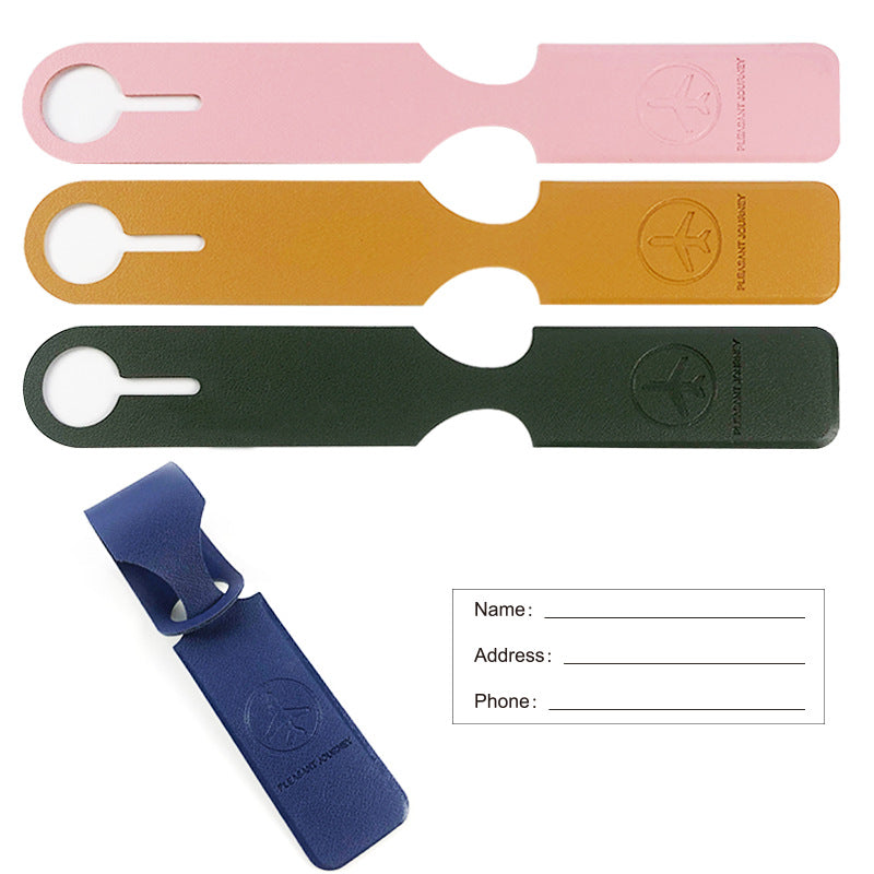 Cross-Border Double-Sided Leather Leather Luggage Tag Comes with Card Paper Straps Conjoined Long Pvc Luggage Tag - image 1