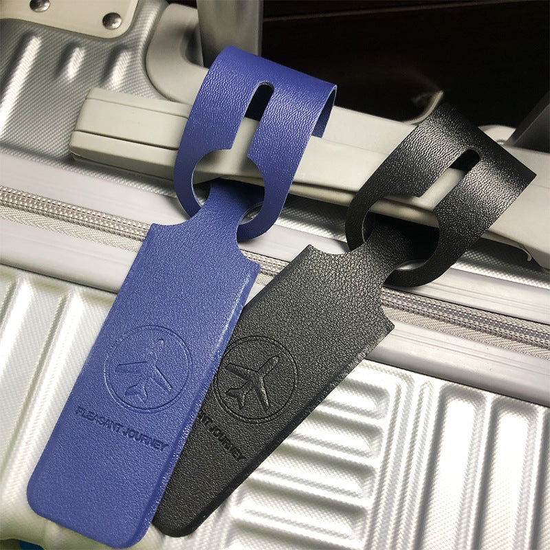 Cross-Border Double-Sided Leather Leather Luggage Tag Comes with Card Paper Straps Conjoined Long Pvc Luggage Tag - image 2