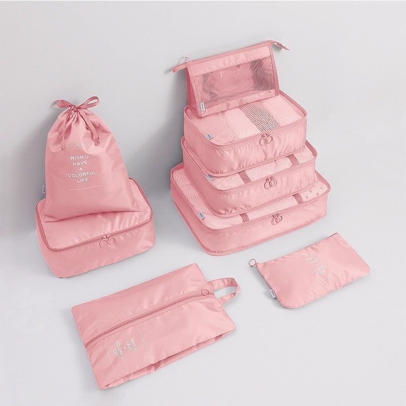 Twill Travel Storage Bag Eight-Piece Set Suitcase Clothing Classification Organizer Travel Storage Bag Set Eight-Piece Set - image 1