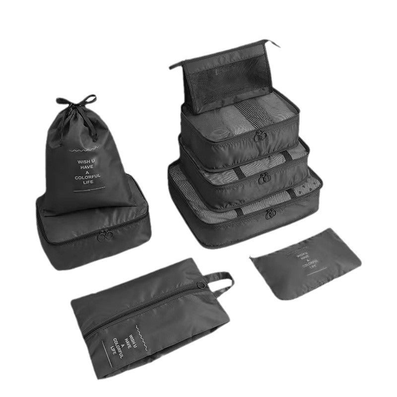 Twill Travel Storage Bag Eight-Piece Set Suitcase Clothing Classification Organizer Travel Storage Bag Set Eight-Piece Set - image 5