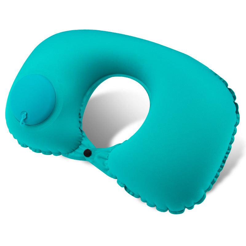 Inflatable U-shaped pillow press automatic inflatable portable travel neck pillow aircraft pillow outdoor travel Sanbao inflatable pillow - image 5