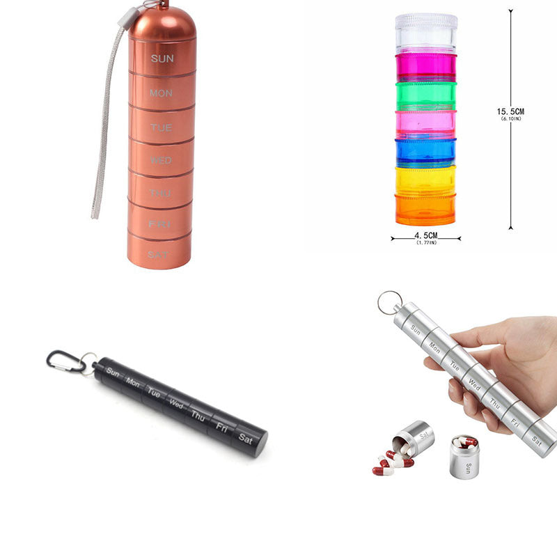 Metal medicine box packing box portable outdoor first aid waterproof medicine bottle Amazon aluminum alloy medicine box 7 days a week - image 1