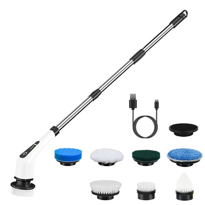 Cordless Electric Spin Scrubber with 8 Brush Heads | Rechargeable Bathroom & Floor Cleaning Brush