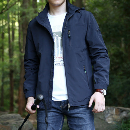 Spring and Autumn Thin Solid Color Embroidered Hooded Workwear Military Outdoor Leisure Travel Jacket Men's Jacket Coat - image 2