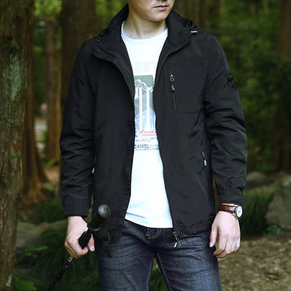 Spring and Autumn Thin Solid Color Embroidered Hooded Workwear Military Outdoor Leisure Travel Jacket Men's Jacket Coat - image 3