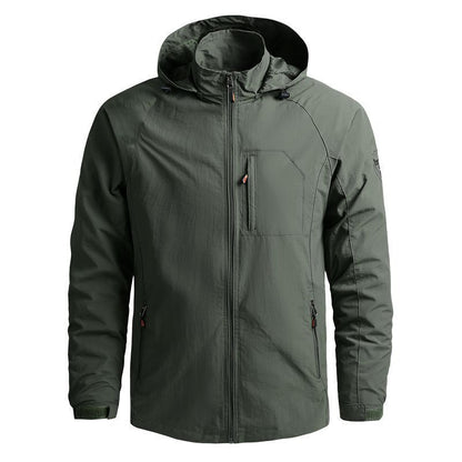 Spring and Autumn Thin Solid Color Embroidered Hooded Workwear Military Outdoor Leisure Travel Jacket Men's Jacket Coat - image 5