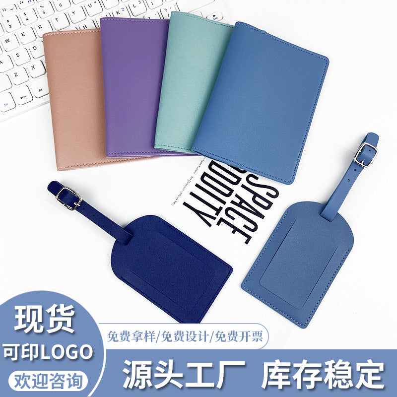 cross-border pu leather passport cover luggage tag passbook holder passbook bag luggage tag suit - image 1