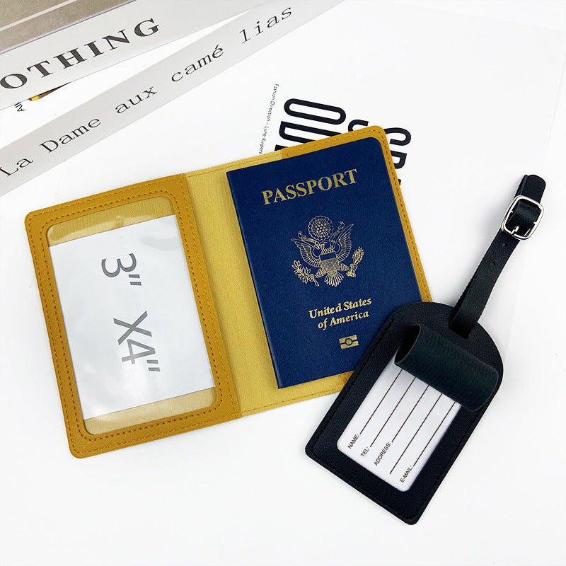 cross-border pu leather passport cover luggage tag passbook holder passbook bag luggage tag suit - image 2