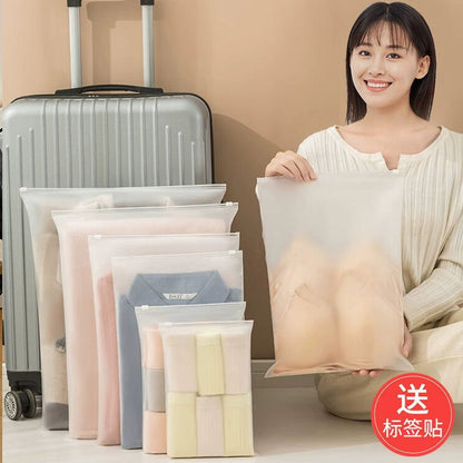 Travel Storage Bag PE Thickened Clothes Finishing Shoes Storage Bag Transparent Waterproof Portable Pack Bag Six-piece Set - image 1