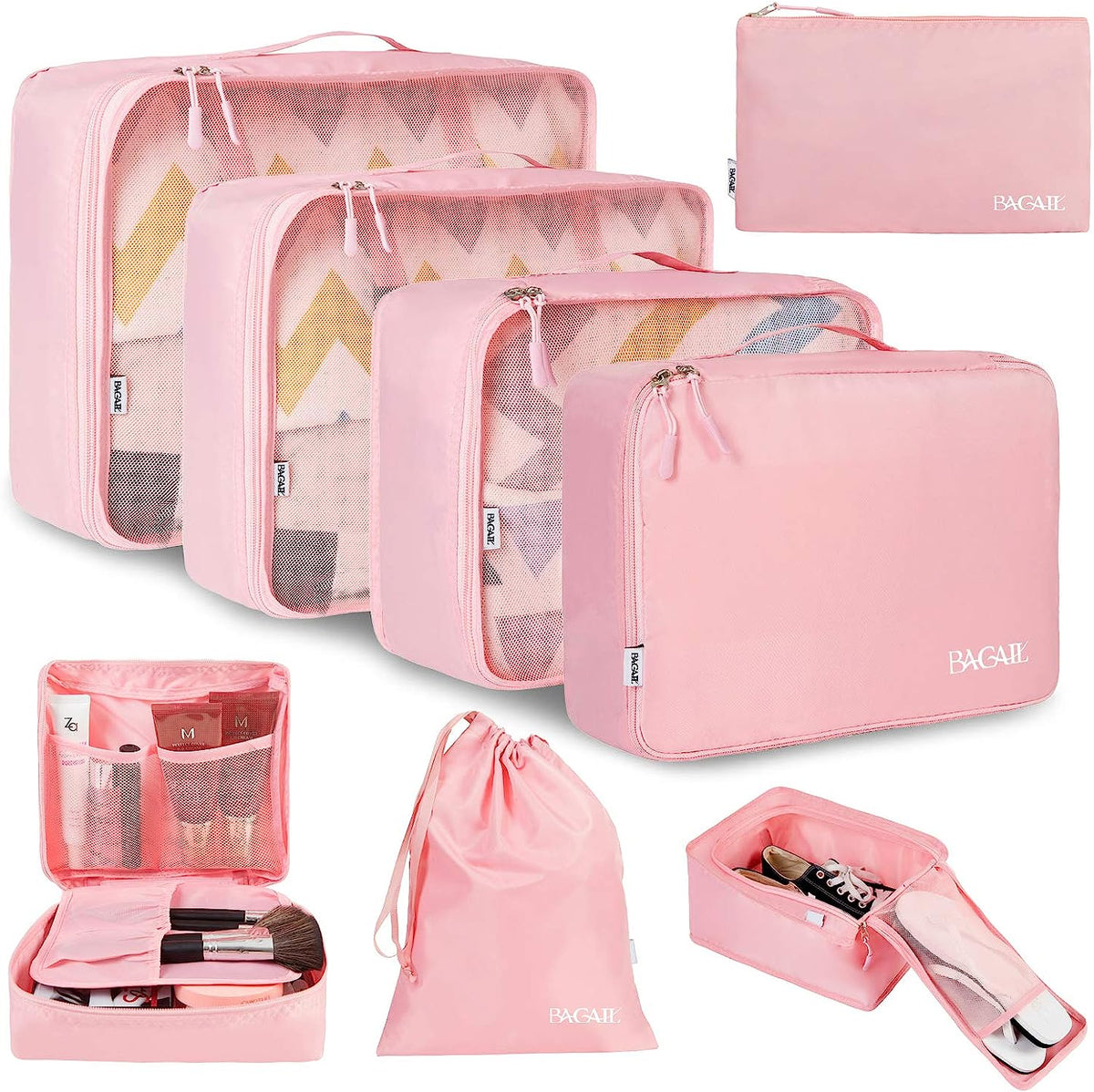 BAGAIL 8 Set Packing Cubes Luggage Packing Organizers for Travel Accessories