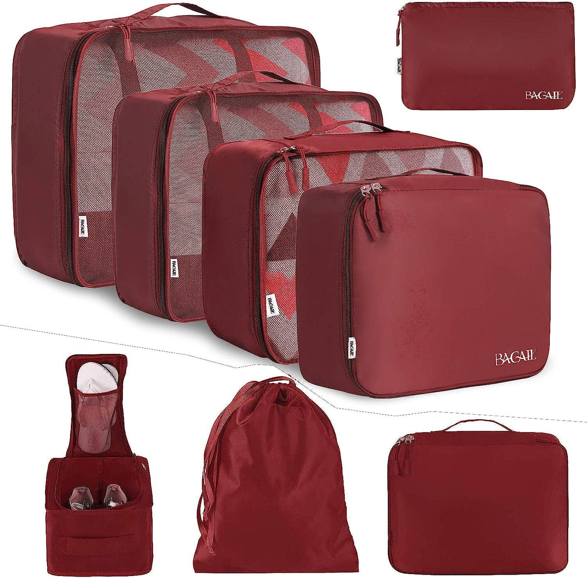 BAGAIL 8 Set Packing Cubes Luggage Packing Organizers for Travel Accessories