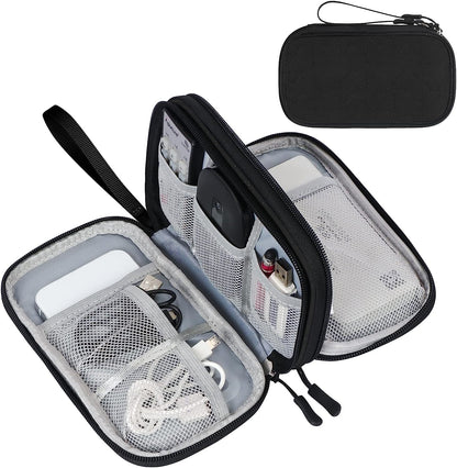 FYY Travel Cable Organizer Pouch Electronic Accessories Carry Case Portable Waterproof Double Layers All-in-One Storage Bag for Cord, Charger, Phone, Earphone Black