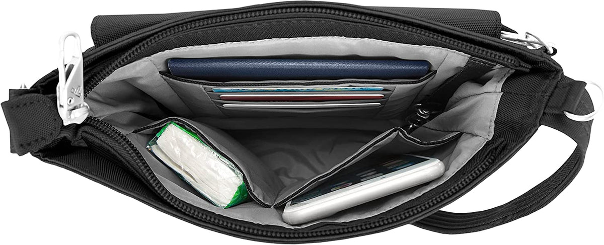 Travelon Anti-Theft Classic Mini Shoulder Bag, Black, One Size, 8.5 x 8.5 x 2