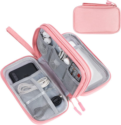 FYY Travel Cable Organizer Pouch Electronic Accessories Carry Case Portable Waterproof Double Layers All-in-One Storage Bag for Cord, Charger, Phone, Earphone Black