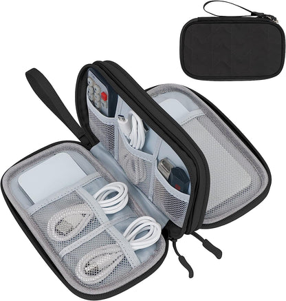 FYY Travel Cable Organizer Pouch Electronic Accessories Carry Case Portable Waterproof Double Layers All-in-One Storage Bag for Cord, Charger, Phone, Earphone Black