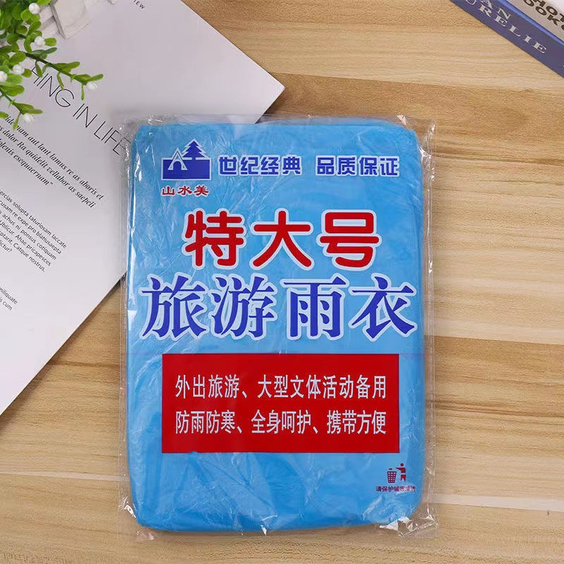 Extra Large Disposable Portable Adult Thickened Pe Raincoat Travel Rainstorm-Proof Outdoor Poncho Factory - image 3
