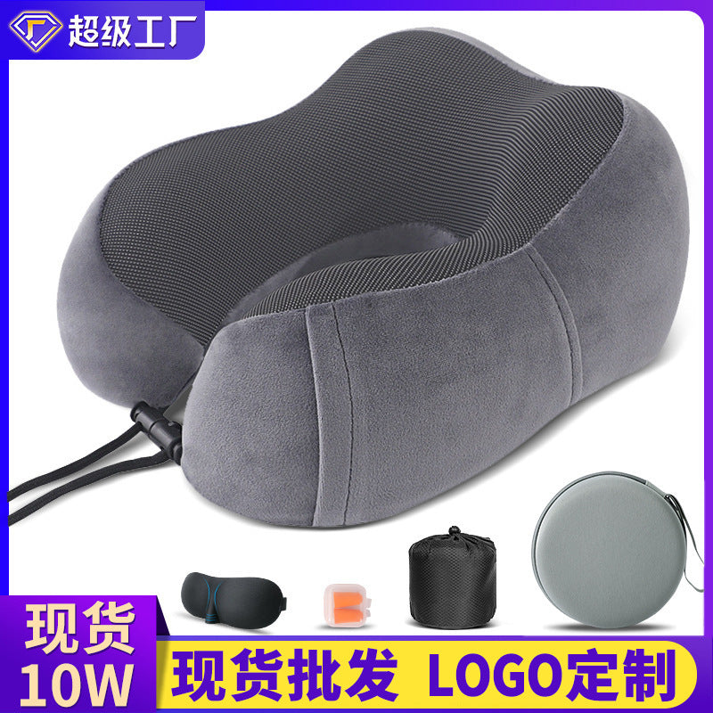 U-shaped pillow memory cotton foreign trade cross-border travel pillow aircraft nap neck pillow printed LOGO gift U-shaped pillow wholesale - image 1