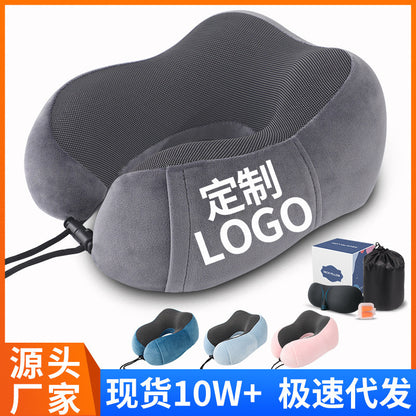 U-shaped pillow memory cotton foreign trade cross-border travel pillow aircraft nap neck pillow printed LOGO gift U-shaped pillow wholesale - image 2