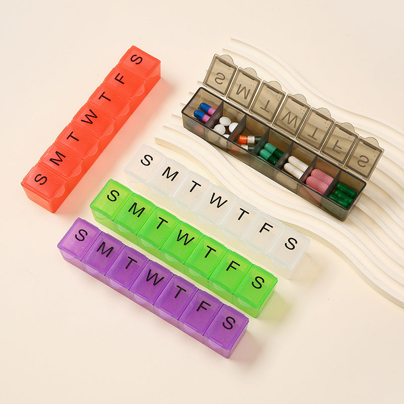 Factory Direct supply portable 7-grid medicine box with Braille independent packing storage box pill box weekly reminder medicine box - image 2