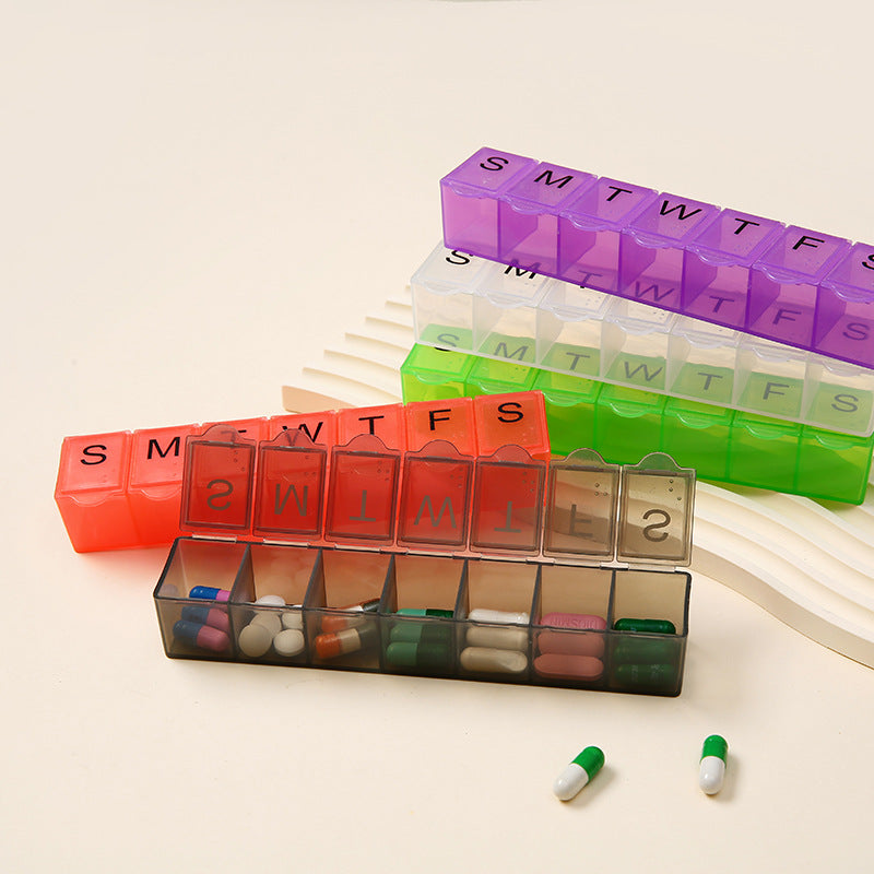 Factory Direct supply portable 7-grid medicine box with Braille independent packing storage box pill box weekly reminder medicine box - image 3