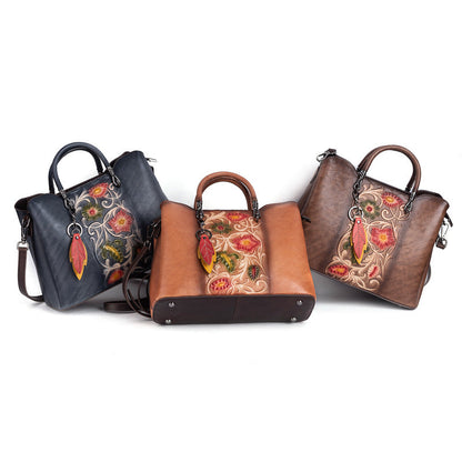 Retro Leather Travel Tote Bag