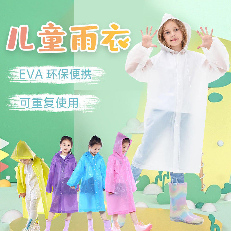 Children's raincoat non-disposable eva thickened medium and large children student lightweight raincoat outdoor travel poncho factory - image 1