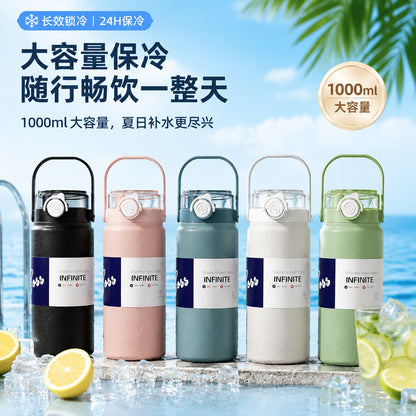 Insulated Cup with Handle, Dual-Use, Large Capacity Sports Water Bottle, 316 Stainless Steel, Outdoor Travel, Stylish Travel Water Bottle - image 1