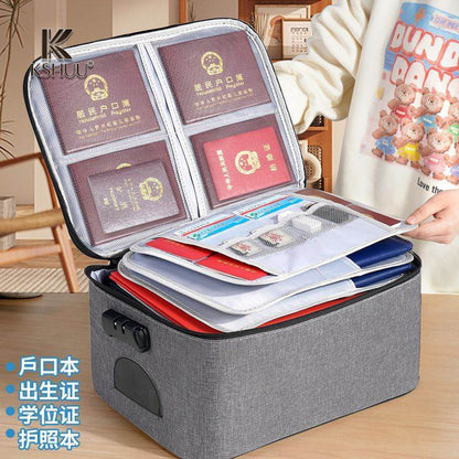 Multi-Layer Document Storage Bag, Large Capacity, Waterproof, Household Certificate Passport Card Holder, Folder, File Organizer Storage Bag - image 1