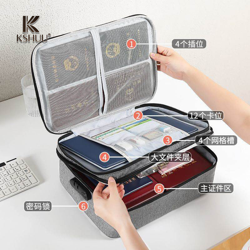 Multi-Layer Document Storage Bag, Large Capacity, Waterproof, Household Certificate Passport Card Holder, Folder, File Organizer Storage Bag - image 2