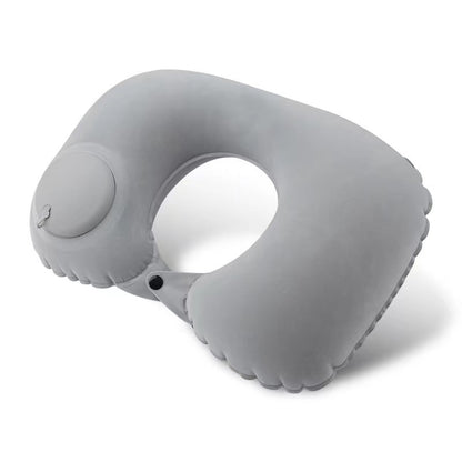 Inflatable U-Shaped Pillow with Flocking, Portable Folding Neck Pillow, Travel Essential - image 1