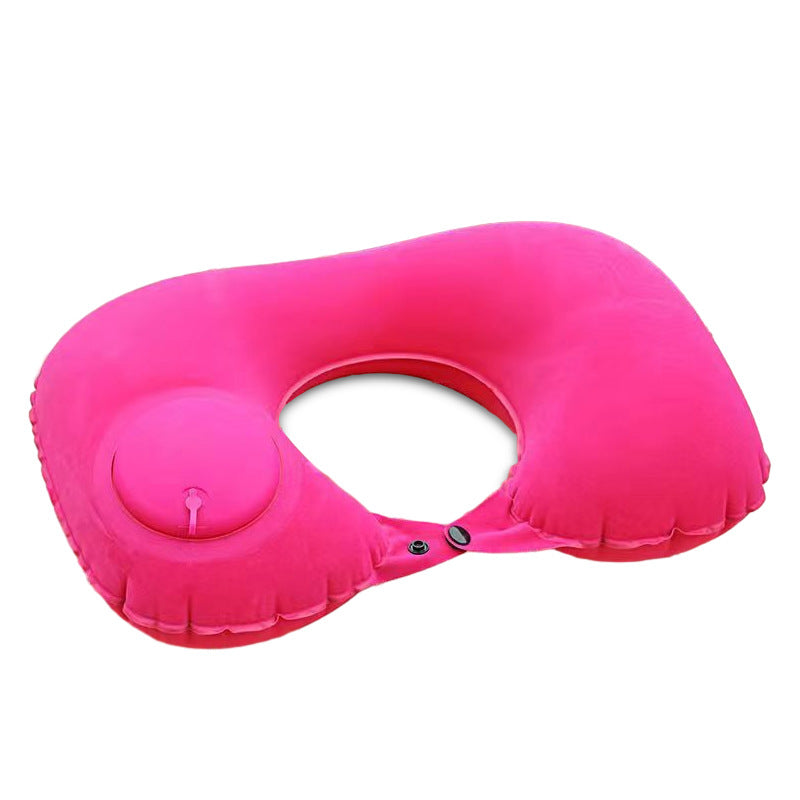 Inflatable U-Shaped Pillow with Flocking, Portable Folding Neck Pillow, Travel Essential - image 3