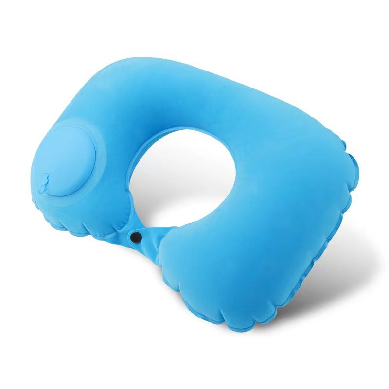 Inflatable U-Shaped Pillow with Flocking, Portable Folding Neck Pillow, Travel Essential - image 4