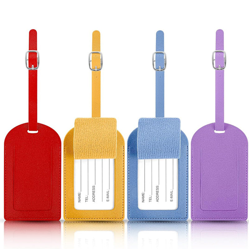 Leather Luggage Tag, Luggage Bag, Luggage Label, Color Privacy Cover, Name Card, Adjustable Strap, Anti-Theft Design - image 1