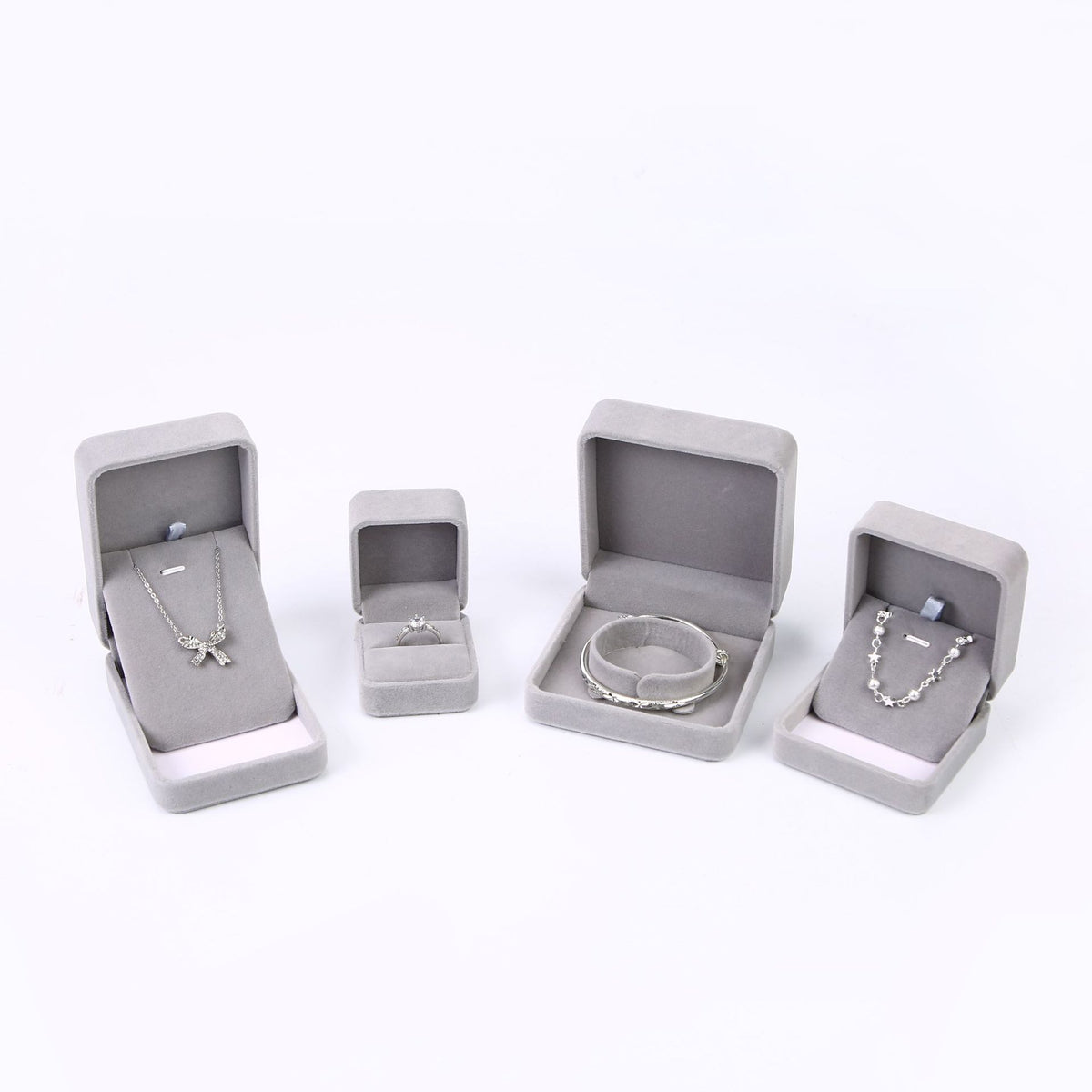 Rounded flannel jewelry box bracelet earrings pendant necklace bracelet storage jewelry box ring box packing box - image 2
